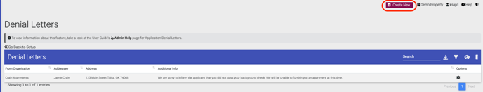 Create new denial letter
